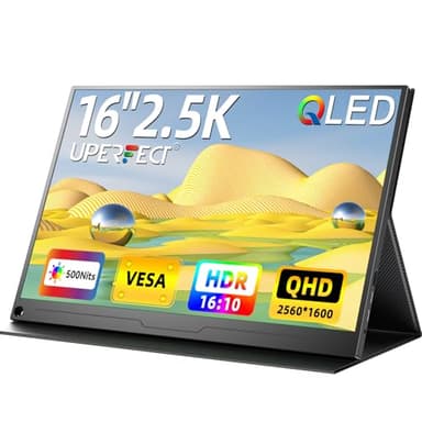 UPERFECT 2.5K QLED Portable Monitor, 16" 2560x1600 QHD Portable Gaming Monitor HDR FreeSync Laptop Monitor w/VESA & Smart Case Matte Eye Care External Second Screen for PC Laptop Phone Game Console - Image 1
