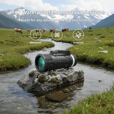 BOSTRON 8X42 Monocular Telescope with Rangefinder & Compass, BAK4 Prism FMC Lens, Lightweight & Waterproof Compact Monocular for Adults High Powered for Bird Watching Hunting Sports, Gifts for Men - Image 4