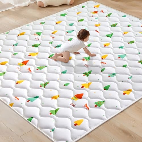 Odorless Premium Foam Baby Play Mat 79" x 71", Soft Microfiber Fabric Crawling Mat for Floor- Comfortable and Hypoallergenic, Non-Slip Cushioned Floor Playpen mat for Infants,Babies,Toddlers - Image 1