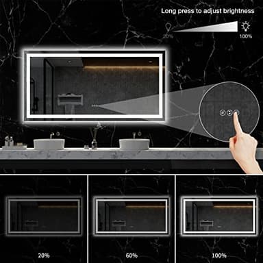 LOAAO 72X36 LED Bathroom Mirror with Lights, Anti-Fog, Dimmable, Backlit + Front Lit, Lighted Bathroom Vanity Mirror for Wall, Memory Function, Tempered Glass, ETL Listed - Image 3
