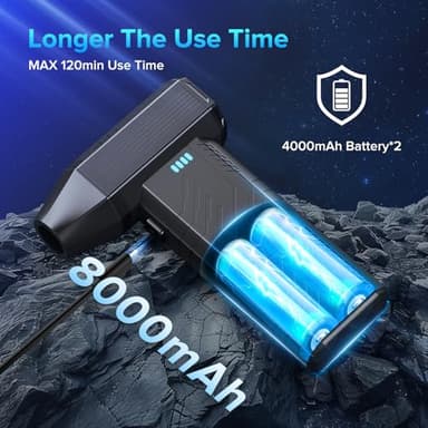 Compressed Air Duster, 8000mAh 130,000 RPM Keyboard Cleaner, Replace Compressed air can, Computer Accessories for Outdoors, PC, Electronics, Snow and Car Dust Off(Deep Black) - Image 6