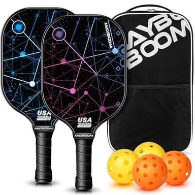Pickleball Paddles Set of 2 or 4, USAPA Approved Pickleball Set with 4 Pickleball Balls and Pickleball Bag, Fiberglass Pickle Ball Rackets 2 Pack for Beginner(Constellation) - Image 1
