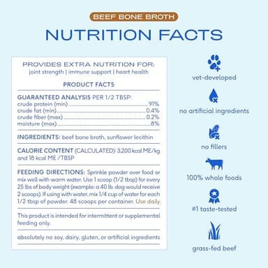 Native Pet Bone Broth for Dogs and Cats - Made with Real Beef Bone Broth, Dog Food Toppers for Picky Eaters- Provides Extra Hydration & Nutrition for Joint Strength, Immunity & Heart Health-192 Scoops - Image 6