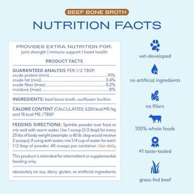 Native Pet Bone Broth for Dogs and Cats - Made with Real Beef Bone Broth, Dog Food Toppers for Picky Eaters - Provides Extra Hydration & Nutrition for Joint Strength, Immunity & Heart Health-96 Scoops - Image 4