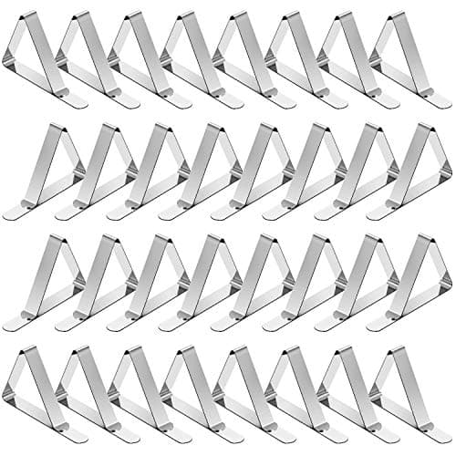 TriPole Tablecloth Clips 32 Pack Picnic Table Clips, Stainless Steel Table Cloth Holder Clips for Outdoor Tables, Metal Tables Cover Skirt Clamps for Camping Dining Wedding Graduation Party Essential - Image 1