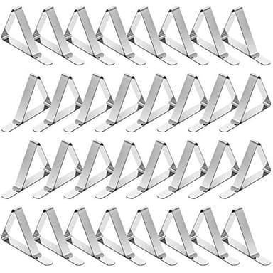 TriPole Tablecloth Clips 32 Pack Picnic Table Clips, Stainless Steel Table Cloth Holder Clips for Outdoor Tables, Metal Tables Cover Skirt Clamps for Camping Dining Wedding Graduation Party Essential - Image 1