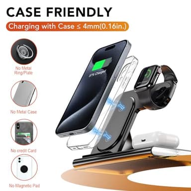 3 in 1 Charging Station for iPhone 17 - Wireless Charger for Apple Devices for iPhone 17 16 15 14 13 12 11 Pro Max - Foldable Wireless Charging Station Dock Stand for Apple Watch Series & AirPods - Image 4