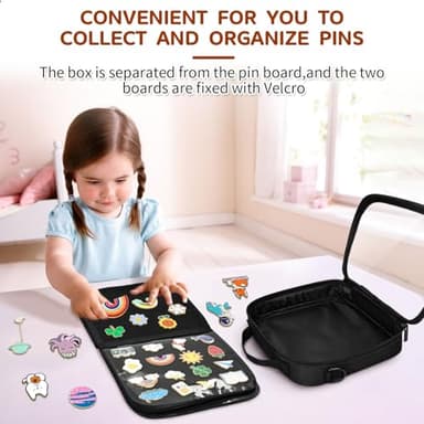 BOHEMIABY Enamel Pin Display Book, Collections Travel Pin Trading Book, Large Pin Display Board with Digital Label & Shoulder Straps, Suitable for Storing Enamel Pins (6 Page Pin Display Board) - Image 4