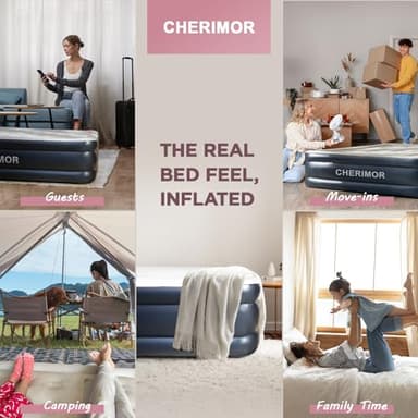 CHERIMOR Queen Air Mattress with Built in Pump, 18" Elevated Height, 48Hr Leak-Tested, Honeycomb Coil Support, 800 lbs Capacity, Fast 3-Min Inflation–Blow Up Mattress for Guest Room & Sleepover - Image 9