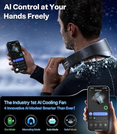 TORRAS COOLiFY Cyber 2025 Flagship AI Neck Air Conditioner, Ultimate Immersive Cooling Portable Neck Fan【No.1 Coolest & Max Cooling Area】 Neck Fans that Blow Cold Air 6000 mah Rechargeable for Gifts - Image 7