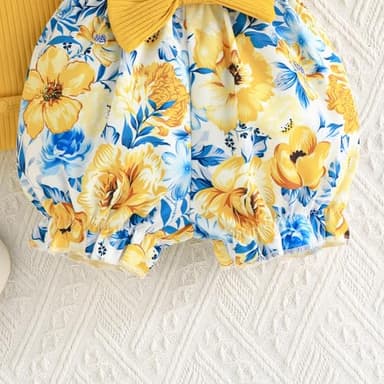 GDTOGRT Baby Girl Clothes 12-18 Months Newborn Infant Outfit Ruffle Romper Short Pants Clothing Sets for Summer Spring - Yellow - Image 7