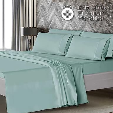 Mueller UltraTemp 6 PC Queen Sheet Set - Ultra-Soft Luxury Series, Cooling & Breathable Hotel Luxury Bed Sheets, Deep Pocket Wrinkle-Free Oeko-TEX, Light Teal - Image 3