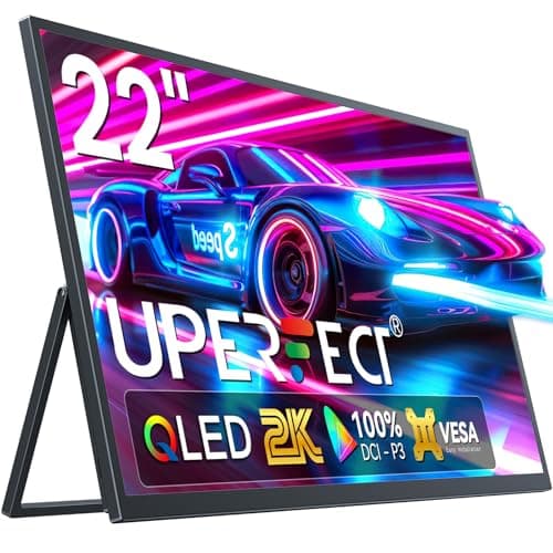 UPERFECT 22" QLED 2K Portable Monitor w/VESA & 180° Adjustable Stand, 2560×1440 QHD FreeSync HDR Gaming Display, USB-C HDMI Travel Second Monitor for Laptop, Switch, Phone - Image 1