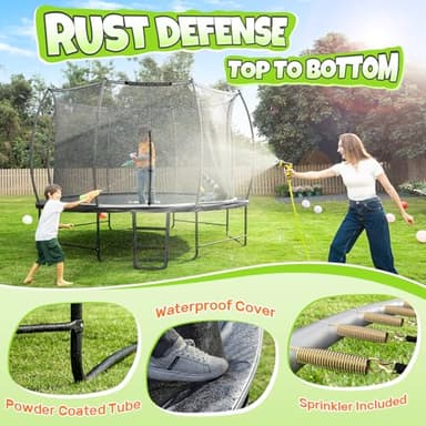 BCAN Trampoline 8FT 10FT 12FT 14FT 15FT 16FT Recreational Trampoline with Enclosure for Kids Adults, ASTM Approved, Outdoor Trampoline with Ladder for Kids - Image 6