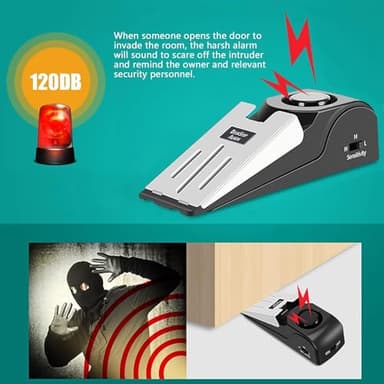 Portable Door Lock & Door Stop Alarm Set, Dual Protection Home Security Door Kit, Travel Hotel Lock Devices Pocket Self Defensey Tools for Traveling Hotel Home Apartment,Red - Image 3