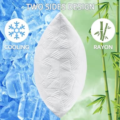 BETU Cooling Pillow Queen Size, Shredded Memory Foam Cool Pillow for Hot Sleepers, Adjustable Firm Soft Support Bed Pillows Perfect for Back Neck Pain and Side Sleeping with Pillow Case Cover, White - Image 2