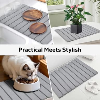 Stone Dish Drying Mat for Kitchen Counter – Collapsible 24"(L)×16 (W) Super Absorbent Diatomaceous Earth Dish Drying Mat, Grey Kitchen Counter Mats for Dishes ,Bottles, Cups, Match Any Countertop - Image 7