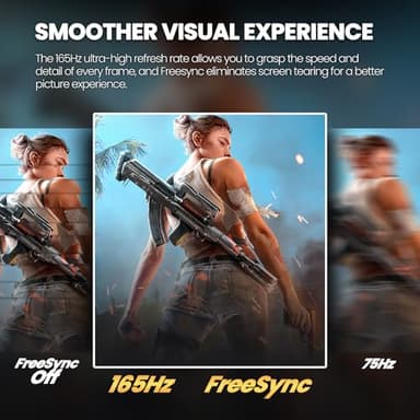CRUA 34" Curved Gaming Monitor, WQHD 3440x1440, 144Hz/165Hz Computer Monitors, 1500R VA Screen, 120% sRGB, AMD FreeSync, HDMI 2.0 & DP 1.4, Wall Mountable Installs- Black - Image 6
