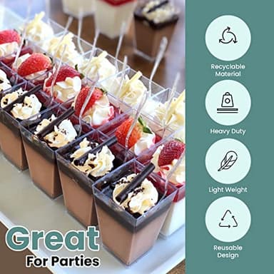 50 Pack 5 oz Mini Dessert Cups with Lids & Spoons – Reusable Parfait & Appetizer Cups, Clear Shooter Bowls – Ideal for Baby Shower, Small Parties, Tasting, Mousse, Pudding – BPA-Free & Recyclable - Image 5