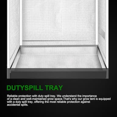 MELONFARM 3x3 Grow Tent, 34"x34"x72'' High Reflective 600D Diamond Mylar Canvas with Observation Window and Floor Tray for Hydroponic Indoor Plant Growing - Image 5