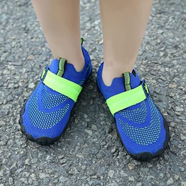 UBFEN Kids Water Shoes for Boys Girls Quick Dry Lightweight Aqua Socks for Toddlers Little Big Kid Barefoot Beach and Pool Sports Non-Slip Swim Shoes D Blue 2 Big Kid - Image 5