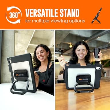 STM Goods Dux Swivel for iPad 9th/8th/7th Gen Case: 360° Rotating Stand & Hand Strap - Rugged Protection with Apple™ Pencil Storage, Clear PC Back Ideal for Frontline & Service Workers - Black - Image 3