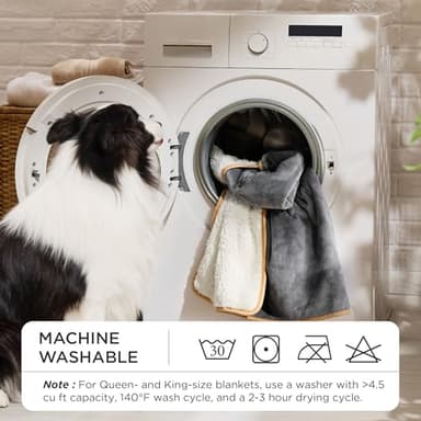 Bedsure Waterproof Blanket for Bed - Sherpa Fleece Waterproof Dog Blankets for Large Dogs, Pet Blankets for Bed/Couch/Dog Crate, Soft Plush Reversible Furniture Protector, King Size, 108"x86", Blue - Image 4