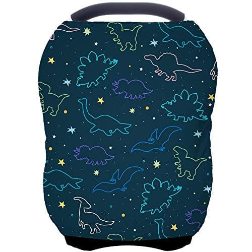 Car Seat Covers Canopy Cover - Multi-use Cover Carseat Canopy, Breathable Breastfeeding Cover, Car Seat Covers for Bbies, Boys & Girls Shower Gifts (Dark Blue Dinosaur) - Image 1
