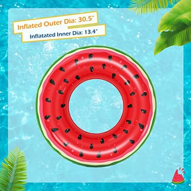 Jasonwell Inflatable Pool Floats Kids - 2 Pack Floaties Pool Tubes Swim Rings Fruit Water Floaty Watermelon Kiwi Inflatable Pool Toys Float for Swimming Pool Party Lake Beach Adults - Image 4