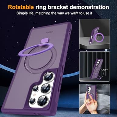 SKYLMW Compatible with Samsung Galaxy S24 Ultra Case with Magnetic Ring Stand, Purple - Image 2