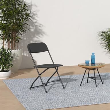 Best Choice Products Set of 10 Plastic Folding Chairs, Portable Stacking Indoor Outdoor Seating for Home, Yard, Garden, Parties, Events w/Non-Slip Feet, 350lb Weight Capacity - Black - Image 2
