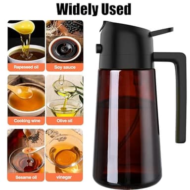 LUTITASD Olive Oil Sprayer for Cooking 2 in 1 - Oil Dispenser with Spray and Pour, 16oz/470ml Brown Oil Spray Bottle for Kitchen, Air Fryer, Salad, BBQ (Black) - Image 7