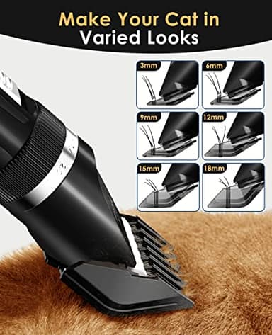 oneisall Quiet Cat Clippers for Matted & Long Hair, 2-Speed Cordless Pet Shaver Grooming Kit for Cats, Small Dogs & Animals (Black) - Image 6