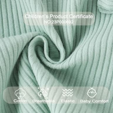 LUNFEGO Newborn Baby Girl Clothes Outfits Ruffle Romper and Short Pants with Headband Infant Bodysuits for Baby Girls 3-6 Months - Green - Image 5