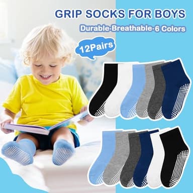Tphon Toddler Socks, Baby Non Slip Socks for Boys Girls 12 Pairs Kids Infants Children Sock 1-3 Years - Image 6