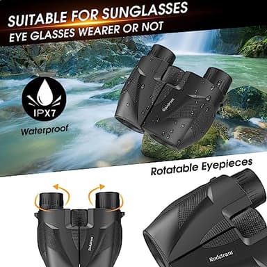 20x25 Compact Binoculars for Adults and Kids,High Powered Large Eyepiece Waterproof Binoculars for Hunters,Easy Focus Bird Watching for Outdoor Hiking Travel, Black - Image 5