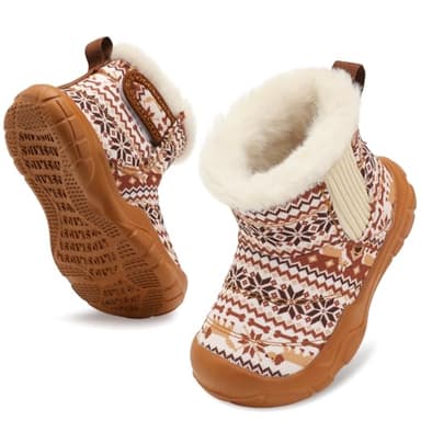 Scurtain Baby Boy Girl Snow Boots Infant Winter Warm Non Slip Shoes Cozy Fur Booties Lightweight Slip On Cold Weather Slippers Walking Shoes for First Walkers 6-12 Months - Image 7