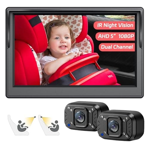Itomoro Baby Car Camera, Dual Channel 5 inch Display with 2 IR Night Vision Camera, Easily Install Baby Car Mirror 1080P Clear Car Baby Camera for Rear Facing Seat Backseat ACZ403 - Image 1