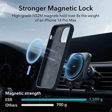 ESR for iPhone 14 Pro Max Case,Compatible with MagSafe Silicone Case with Stand, Military-Grade Protection, Built-in Camera Stash Stand, Magnetic Phone Case, Cloud Series,Black - Image 3