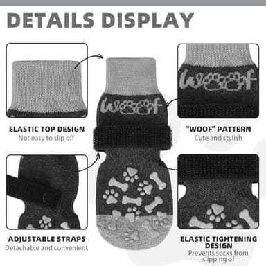 KOOLTAIL Dog Socks for Hot/Cold Pavement to Prevent Licking Paws,Dog Boots&Paw Protector for Hardwood Floors Anti Slip,Traction Control No Twist Grip Booties for Small Medium Large Senior Dogs L - Image 2