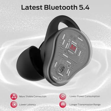 Monster N-Lite 210 Wireless Earbuds, Bluetooth 5.4 in-Ear Stereo Headphones, Built-in Mic for Crystal Clear Call, 32H Playtime, Type-C Charging, Waterproof in-Ear Ear Buds Earphones for Sports, Black - Image 5