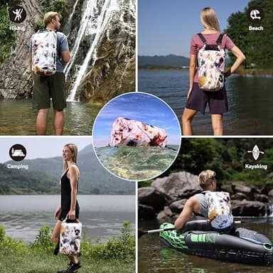 MARCHWAY Floating Waterproof Dry Bag Backpack 5L/10L/20L/30L/40L, Roll Top Sack Keeps Gear Dry for Kayaking, Rafting, Boating, Swimming, Camping, Hiking, Beach, Fishing (Flower, 10L) - Image 6