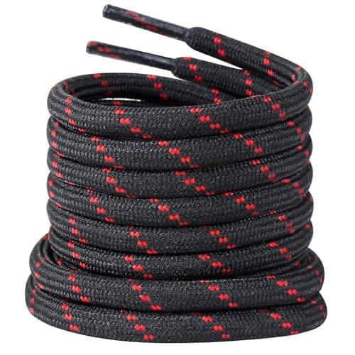 LyloLyla Black Red Heavy Duty Work Boot Laces, Strong Round Shoelaces for Hiking, Trainers, Walking, Safety Shoes, Thick Replacement Strings 48" (120cm)-2 Pairs - Image 1