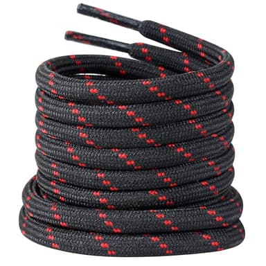 LyloLyla Black Red Heavy Duty Work Boot Laces, Strong Round Shoelaces for Hiking, Trainers, Walking, Safety Shoes, Thick Replacement Strings 48" (120cm)-2 Pairs - Image 1