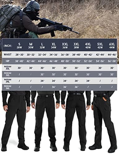 KFUBUO Men's Lightweight Ripstop Tactical Cargo Pants, Water Resistant Hiking Work Pants Relaxed Fit Black - Image 5