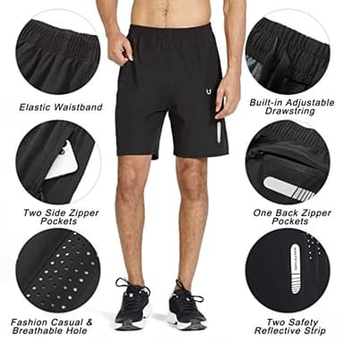NORTHYARD Men's Athletic Running Shorts Quick Dry Workout Shorts 7"/ 5"/ 9" Lightweight Sports Gym Basketball Tennis Hiking Exercise Black 3XL - Image 4
