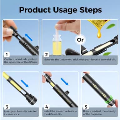 QECQEC 2pcs Car Perfume Diffuser With 12 Odorless Refill Sticks,Essential Oil Car Diffuser Suitablefor:Car,Bathroom,OfficeScenario,Cloakroom,Bedrooms,Birthday(Black) - Image 3