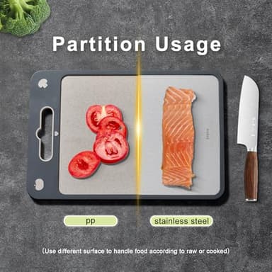 Cutting Board for Kitchen,Cutting Board Double Sided Food Grade,316 Stainless Steel and Wheat Straw PP, Easy to Clean Large Size 16”×11” - Image 3