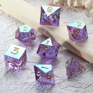 Iridescent Plating Lilac Sharp D&D Dice, DNDND Handmade DND Resin Sharp Edge D&D Die with Gift Case for Dungeons and Dragon Tabletop Games (Iridescent Plating Lilac) - Image 6