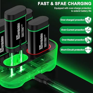 Charger for Xbox One Controller Battery Pack with 4x4080mWh USB C Xbox Rechargeable Battery Pack Series X|S, One S/One X/Elite Controller Charger Station Accessories 1700mAh - Image 3
